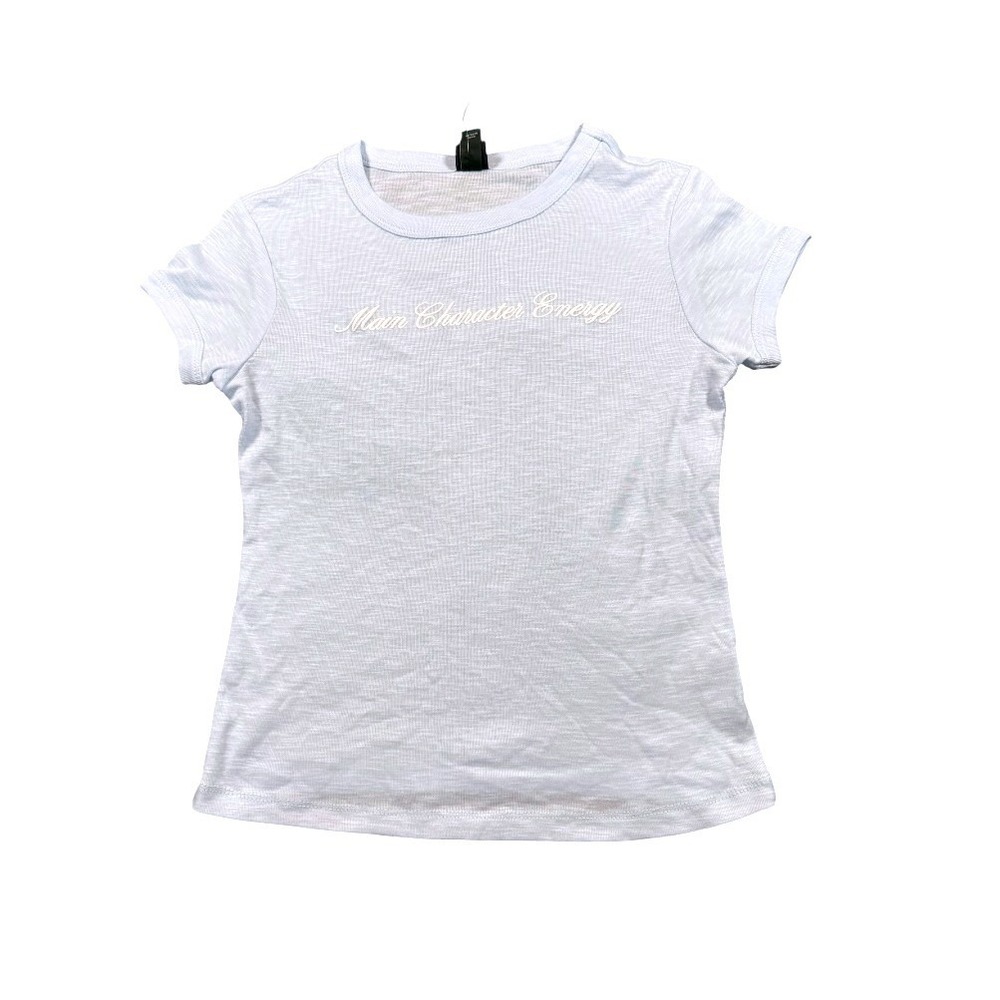 Wild Fable Main‎ Character Energy Tee Light Blue Embroidered Shirt Medium